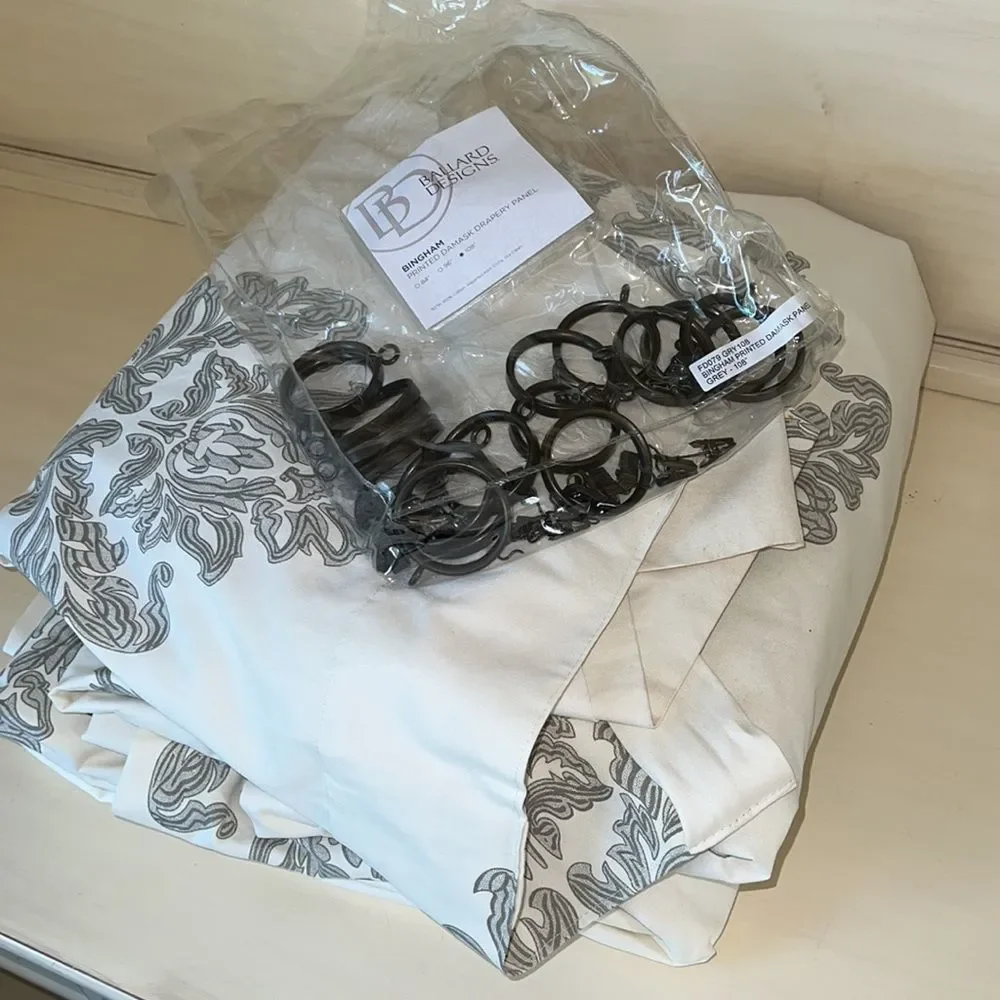 Like new Ballard designs drapes 4 108”long Bingham Printed Damask Draper… - Picture 9 of 12